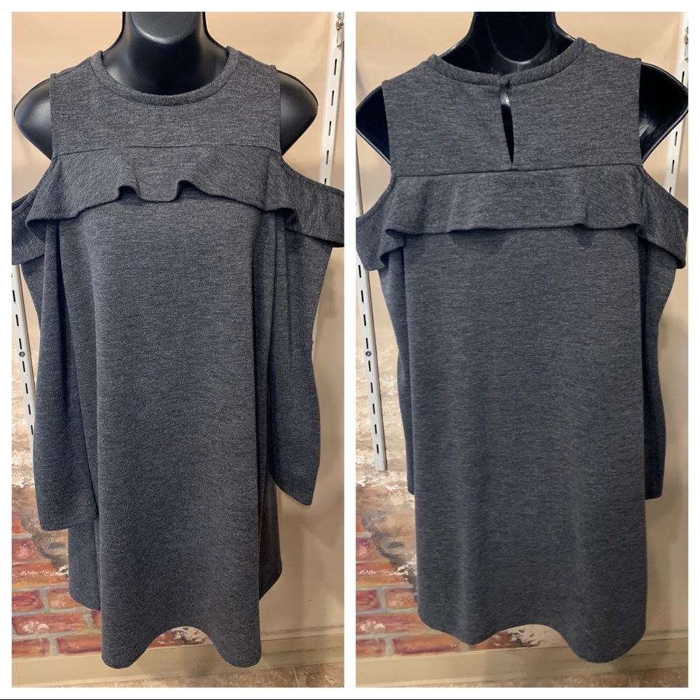 2 for $20🍒 💜Charcoal Cold Shoulder Dress